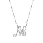 Collar con colgante de alfabeto inglés de plata esterlina S925 para mujer, M - Imagen 2