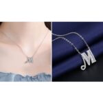 Collar con colgante de alfabeto inglés de plata esterlina S925 para mujer, M - Imagen 5
