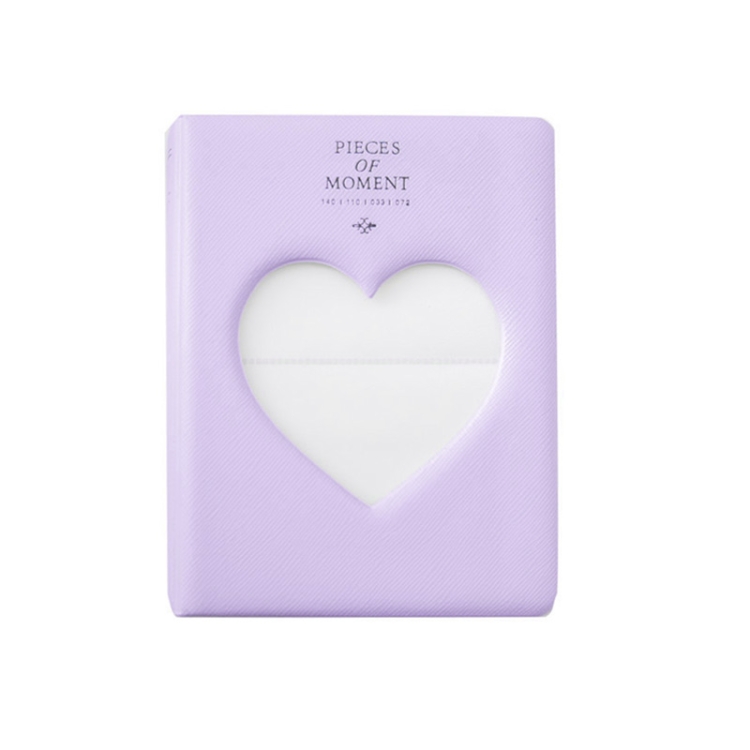 EDA001887201D.jpg Hueco corazón 64 bolsillos foto libro álbum titular de la tarjeta de nombre para Fujifilm Instax Mini 8/7s/70/25/50s/90, Hollow Heart 64 Pockets Light Purple - Imagen 1