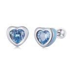 Pendientes de plata de ley S925 con forma de corazón y circón para mujer, Heart Zircon(Blue), Heart Zircon(Red)