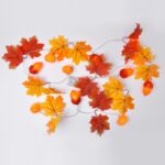 Cadena de luces LED decorativas de 2 m y 10 luces, Maple Leaf Pumpkin + Acorn - Imagen 2