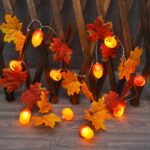 Cadena de luces LED decorativas de 2 m y 10 luces, Maple Leaf Pumpkin + Acorn - Imagen 4