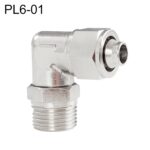 LAIZE Conector hembra de bloqueo de codo giratorio de ajuste rápido de tráquea de cobre niquelado, PL6-01