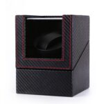 Caja de reloj individual de cuero Coctelera de reloj de motor eléctrico Coctelera de reloj automática, enchufe de EE. UU., Single, Carbon Fibre