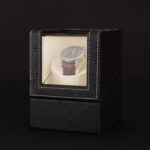 Caja de reloj individual de cuero Coctelera de reloj de motor eléctrico Coctelera de reloj automática, enchufe de EE. UU., Single, Ostrich Pattern
