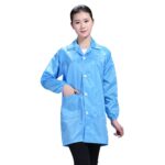 Ropa a prueba de polvo de la raya azul antiestática de la ropa libre de polvo de la fábrica electrónica, M