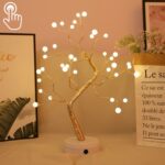 36 LED Pearl Tree Lámpara de mesa de alambre de cobre Decoración creativa Control táctil Luz nocturna (luz blanca cálida), 36 LEDs Warm White