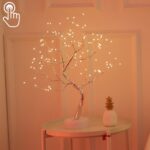 36 LED Pearl Tree Lámpara de mesa de alambre de cobre Decoración creativa Control táctil Luz nocturna (luz blanca cálida), 108 LEDs Warm White