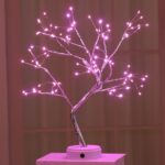 36 LED Pearl Tree Lámpara de mesa de alambre de cobre Decoración creativa Control táctil Luz nocturna (luz blanca cálida), 108 LEDs Pink Light - Imagen 2