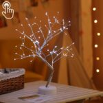 36 LED Pearl Tree Lámpara de mesa de alambre de cobre Decoración creativa Control táctil Luz nocturna (luz blanca cálida), 108 LEDs White Light