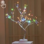 36 LED Pearl Tree Lámpara de mesa de alambre de cobre Decoración creativa Control táctil Luz nocturna (luz blanca cálida), 108 LEDs Colorful Light
