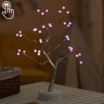 36 LED Pearl Tree Lámpara de mesa de alambre de cobre Decoración creativa Control táctil Luz nocturna (luz blanca cálida), 36 LEDs Pink Light