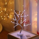 36 LED Pearl Tree Lámpara de mesa de alambre de cobre Decoración creativa Control táctil Luz nocturna (luz blanca cálida), Snowflake White Light - Imagen 2