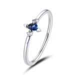 S925 plata esterlina simple cruz mujeres circón anillo, 6, 7, 8