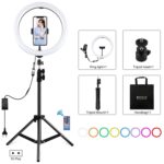 PULUZ 11,8 pulgadas, 30 cm, luz RGB, 1,1 m, montaje en trípode, anillo LED regulable, Vlogging, selfie, fotografía, luces de vídeo, kits de transmisión en vivo con zapata fría, rótula de bola de trípode y abrazadera para teléfono, 12 inch RGB+Tripod(EU...
