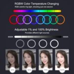 PULUZ 11,8 pulgadas, 30 cm, luz RGB, 1,1 m, montaje en trípode, anillo LED regulable, Vlogging, selfie, fotografía, luces de vídeo, kits de transmisión en vivo con zapata fría, rótula de bola de trípode y abrazadera para teléfono, 12 inch RGB+Tripod(EU... - Imagen 6