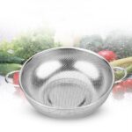 Cesta de lavado redonda de acero inoxidable, 3 uds., lavado binaural, cesta de arroz, lavabo de drenaje, 25cm