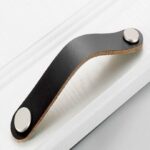 Tirador de puerta de cuero para armario de cocina, tirador de cajón, Light Coffee 96