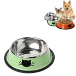 Alimentador de comida para gatos pintado de acero inoxidable antideslizante para mascotas