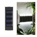 Lámpara de pared solar para exteriores, impermeable, arriba y abajo, focos de doble cabeza, 2LED NiMH
