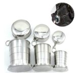 Taza plegable de acero inoxidable para acampar, taza para acampar al aire libre, senderismo, taza plegable portátil, M 150ML