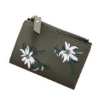 Cartera corta bordada, carteras de cuero de PU, monedero con cerrojo Floral para mujer, bolso con cremallera, tarjeteros - Imagen 2