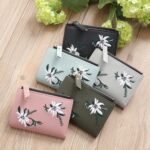 Cartera corta bordada, carteras de cuero de PU, monedero con cerrojo Floral para mujer, bolso con cremallera, tarjeteros - Imagen 7