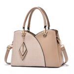 Bolso de mano de gran capacidad con textura de entramado, Blanco, Caqui, Verde, Negro, Rosado
