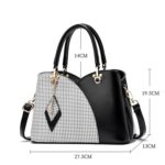 Bolso de mano de gran capacidad con textura de entramado, Blanco, Caqui, Verde, Negro, Rosado - Imagen 3