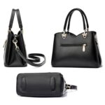 Bolso de mano de gran capacidad con textura de entramado, Blanco, Caqui, Verde, Negro, Rosado - Imagen 4