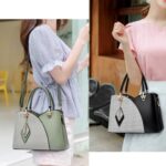 Bolso de mano de gran capacidad con textura de entramado, Blanco, Caqui, Verde, Negro, Rosado - Imagen 7