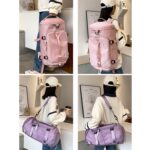 375 Mochila de viaje tipo bandolera impermeable y resistente al desgaste de gran capacidad, Negro, Fog Blue, Azul de Cielo, Taro Purple, Charming Purple, Cherry Pink, Rosa claro, Jelly Green - Imagen 6