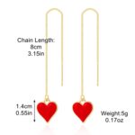 Pendientes simples de alambre de oreja larga para mujer, E2210-8 Love - Imagen 2
