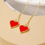 Pendientes simples de alambre de oreja larga para mujer, E2210-8 Love - Imagen 3