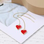 Pendientes simples de alambre de oreja larga para mujer, E2210-8 Love - Imagen 4