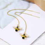 Pendientes simples de alambre de oreja larga para mujer, E2210-9 Bee - Imagen 4