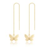 Pendientes simples de alambre de oreja larga para mujer, E2210-10 Butterfly