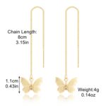 Pendientes simples de alambre de oreja larga para mujer, E2210-10 Butterfly - Imagen 2