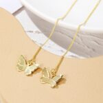 Pendientes simples de alambre de oreja larga para mujer, E2210-10 Butterfly - Imagen 3