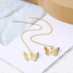 Pendientes simples de alambre de oreja larga para mujer, E2210-10 Butterfly - Imagen 4