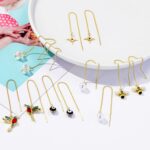 Pendientes simples de alambre de oreja larga para mujer, E2210-10 Butterfly - Imagen 5