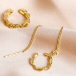 Pendientes simples de alambre de oreja larga para mujer, E2105-11 AB Model - Imagen 3