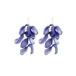 Pendientes largos de pétalos hechos a mano con arte de tela exagerada, E1908-36 Blue
