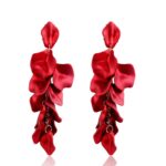 Pendientes largos de pétalos hechos a mano con arte de tela exagerada, E1910-1 8 Long Models