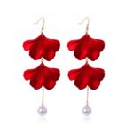 Pendientes largos de pétalos hechos a mano con arte de tela exagerada, E1910-3 2 Sides Maple Leaves
