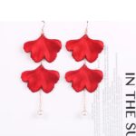 Pendientes largos de pétalos hechos a mano con arte de tela exagerada, E1910-3 2 Sides Maple Leaves - Imagen 4