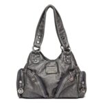 Bolso retro de cuero suave para motocicleta Bolso de hombro diagonal para mujer