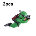2 piezas Fish Tank Diver Acuario Adornos Aquascape Decoraciones, With Camera Green