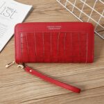 Cartera de una sola cremallera para mujer, cartera larga, monedero de cocodrilo, bolso de mano para estudiante