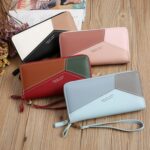 Monedero largo con doble cremallera para mujer, bolso para teléfono con monedas empalmadas - Imagen 2